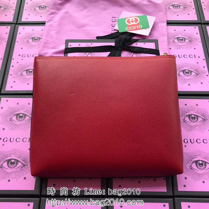 GUCCI古馳 歐洲正品原單 2018早春新款 絲印標緻手包 500981 大紅全皮 WTG1582